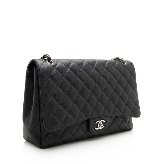 Chanel Caviar Leather Classic Maxi Single Flap Bag (SHF-22488)