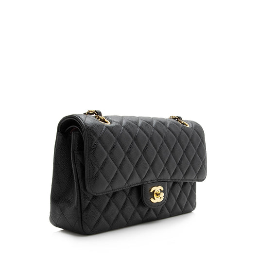 Chanel Caviar Leather Classic Medium Double Flap Bag (SHF-22404)