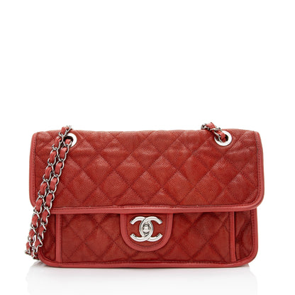 Chanel Caviar Leather French Riviera Medium Flap Bag (SHF-TWwhBI)