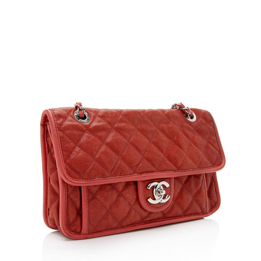 Chanel Caviar Leather French Riviera Medium Flap Bag (SHF-TWwhBI)