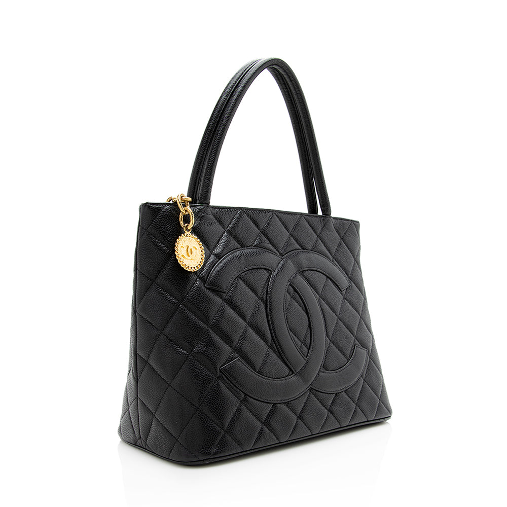 Chanel Caviar Leather Medallion Tote (SHF-21090)