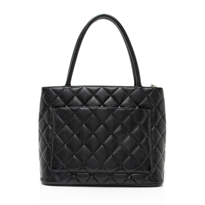 Chanel Caviar Leather Medallion Tote (SHF-23126)