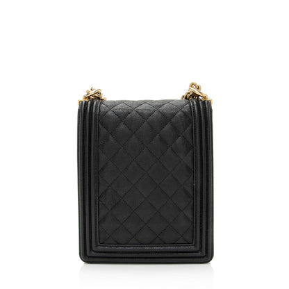 Chanel Caviar Leather North South Boy Bag (SHF-ceWuuG)