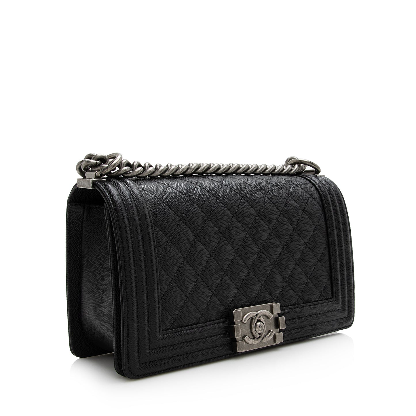 Chanel Caviar Leather Old Medium Boy Bag (SHF-22678)