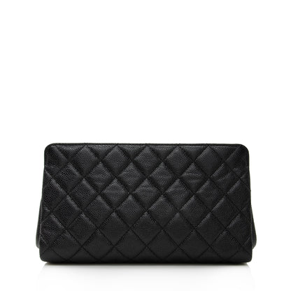 Chanel Caviar Leather Timeless CC Frame Clutch (SHF-22756)