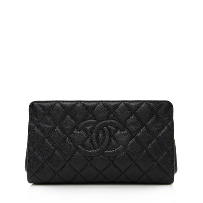 Chanel Caviar Leather Timeless CC Frame Clutch (SHF-22756)