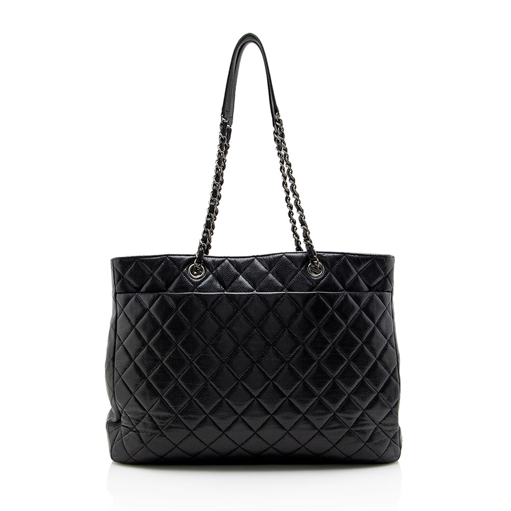 Chanel Caviar Leather Timeless Classic Tote (SHF-15455)