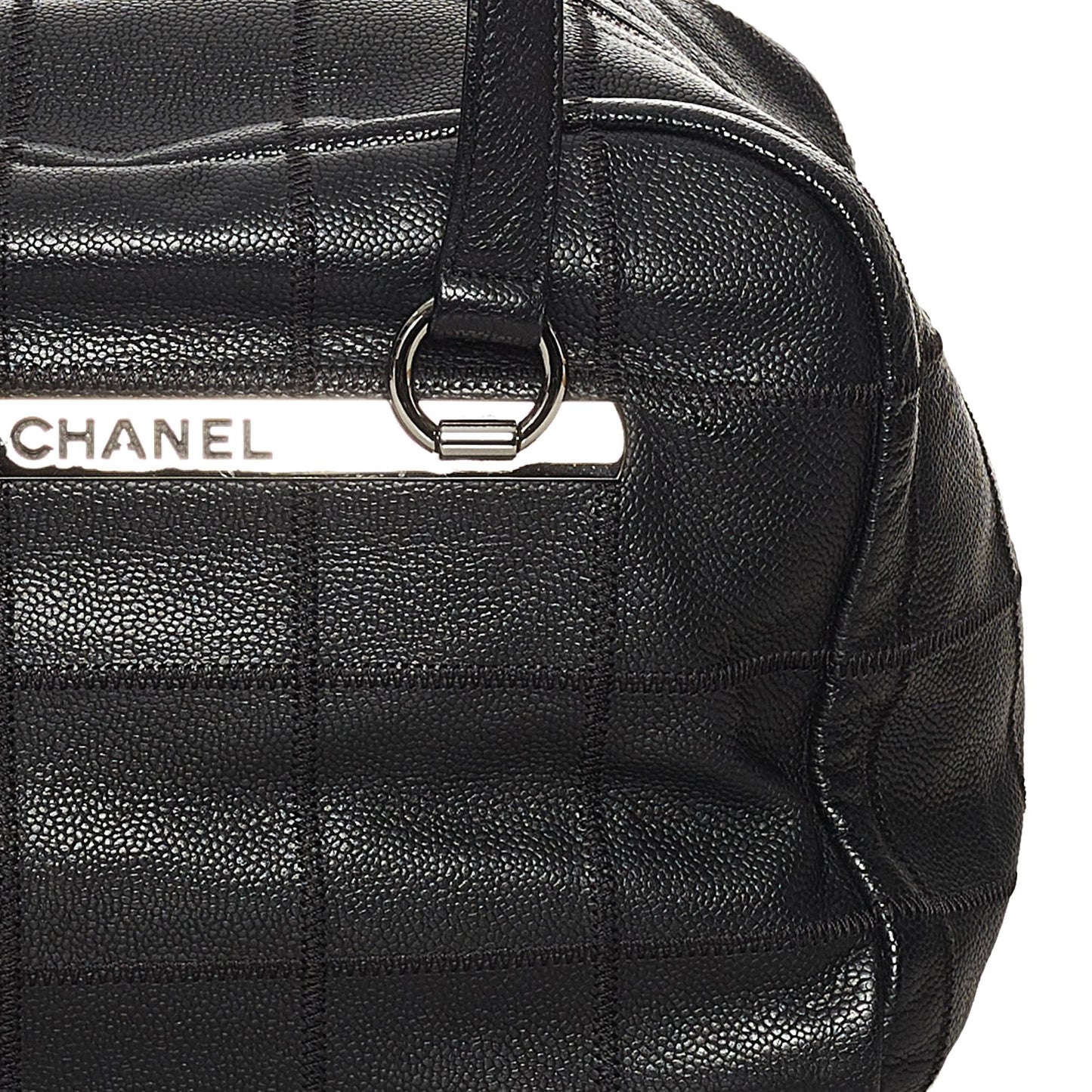 Chanel Caviar Square Quilt LAX Bowler Bag (SHG-34610)