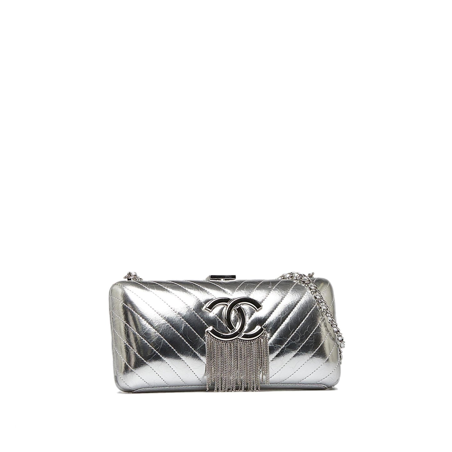 Chanel Chain Fringe Leather Clutch Bag (SHG-groSid)