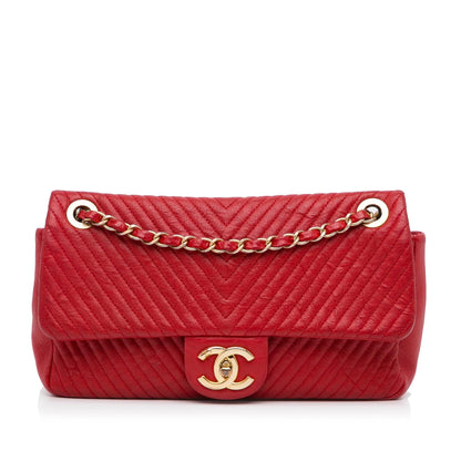 Chanel Chevron Lambskin Single Flap (SHG-prH5uG)