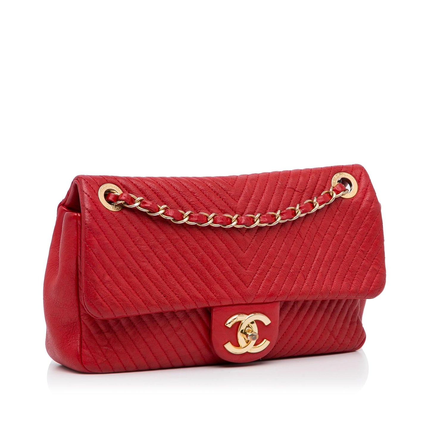 Chanel Chevron Lambskin Single Flap (SHG-prH5uG)