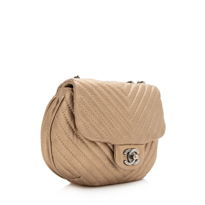 Chanel Chevron Metallic Aged Calfskin Bubble Small Flap Bag (SHF-22686)