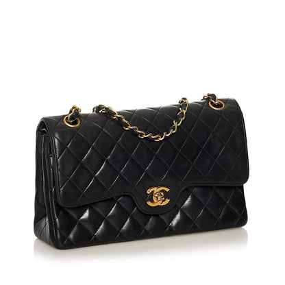 Chanel Classic Lambskin Leather Double Flap Bag (SHG-34550)