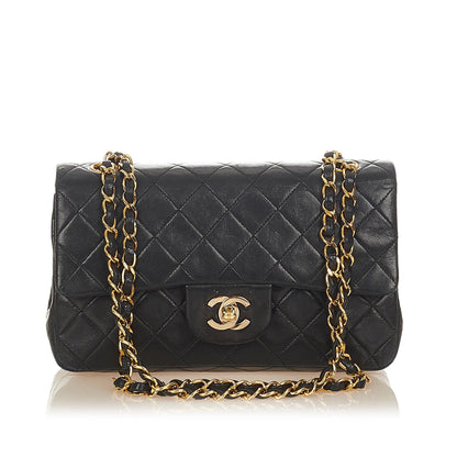 Chanel Classic Small Lambskin Leather Double Flap Bag (SHG-28015)