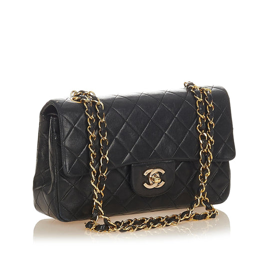 Chanel Classic Small Lambskin Leather Double Flap Bag (SHG-28015)