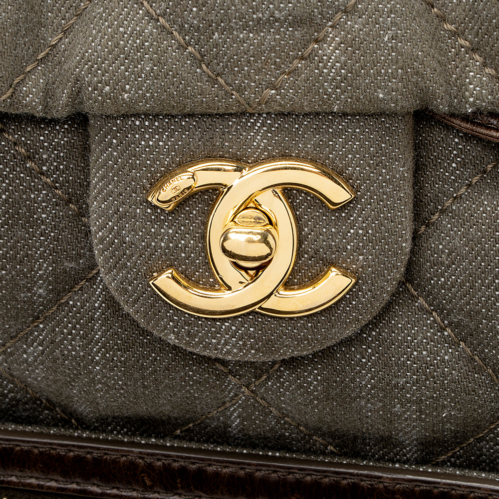 Chanel Denim Calfskin CC Drawstring Backpack (SHF-19072)