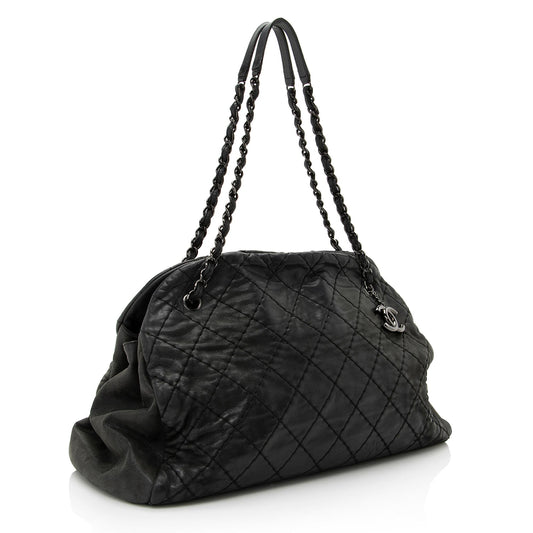 Chanel Distressed Calfskin Just Mademoiselle XL Bowler Bag (SHF-22552)