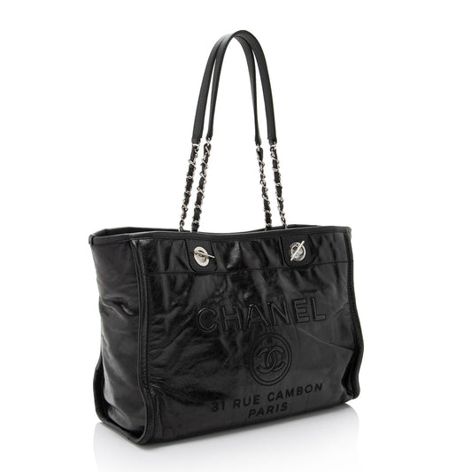 Chanel Glazed Calfskin Deauville Small Tote (SHF-Eal7br)