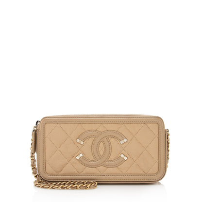 Chanel Grained Calfskin CC Filigree Clutch with Chain (SHF-22656)