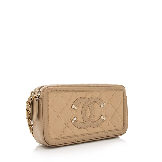 Chanel Grained Calfskin CC Filigree Clutch with Chain (SHF-22656)