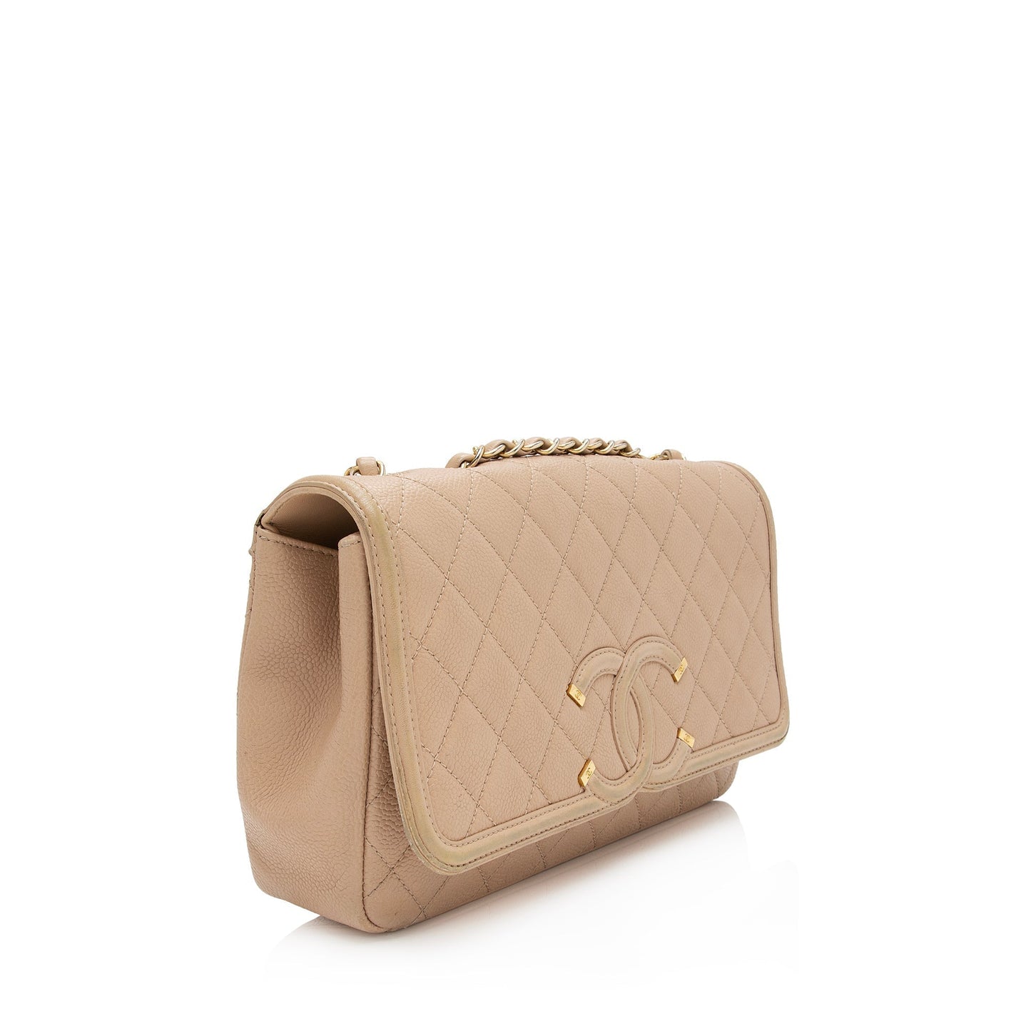 Chanel Grained Calfskin CC Filigree Medium Flap Bag (SHF-P3nxD7)