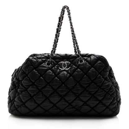 Chanel Lambskin Bubble Quilt Bowler Satchel (SHF-15686)