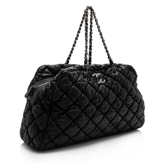 Chanel Lambskin Bubble Quilt Bowler Satchel (SHF-15686)