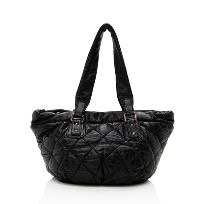 Chanel Lambskin Bubble Quilted Drawstring Shoulder Bag (SHF-15889)