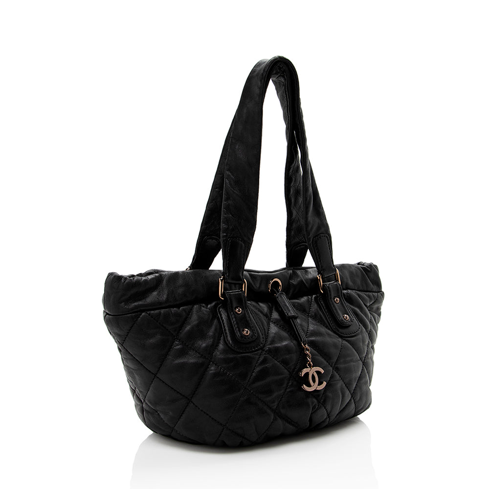 Chanel Lambskin Bubble Quilted Drawstring Shoulder Bag (SHF-15889)