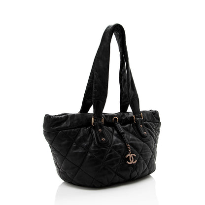 Chanel Lambskin Bubble Quilted Drawstring Shoulder Bag (SHF-15889)