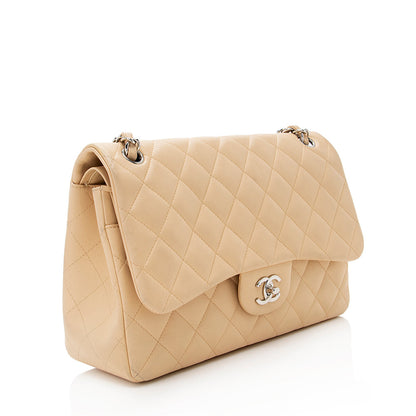 Chanel Lambskin Classic Jumbo Double Flap Bag (SHF-18599)