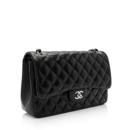 Chanel Lambskin Classic Jumbo Double Flap Bag (SHF-uoXjxo)