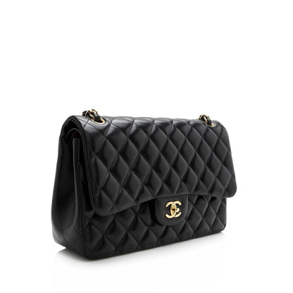 Chanel Lambskin Classic Jumbo Double Flap Bag (SHF-22321)