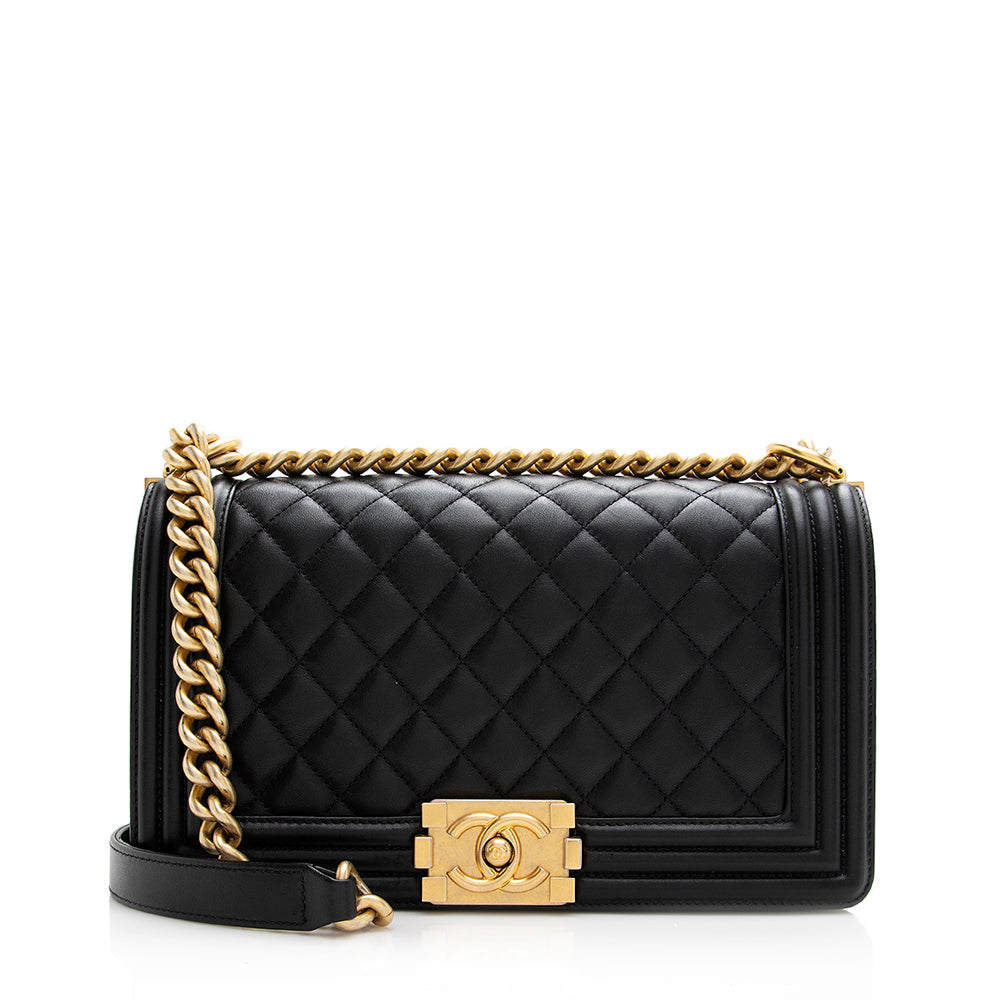 Chanel Lambskin Old Medium Boy Bag (SHF-21167)