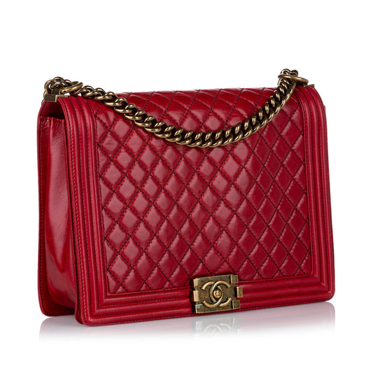 Chanel Large Boy Lambskin Leather Flap Bag (SHG-35078)