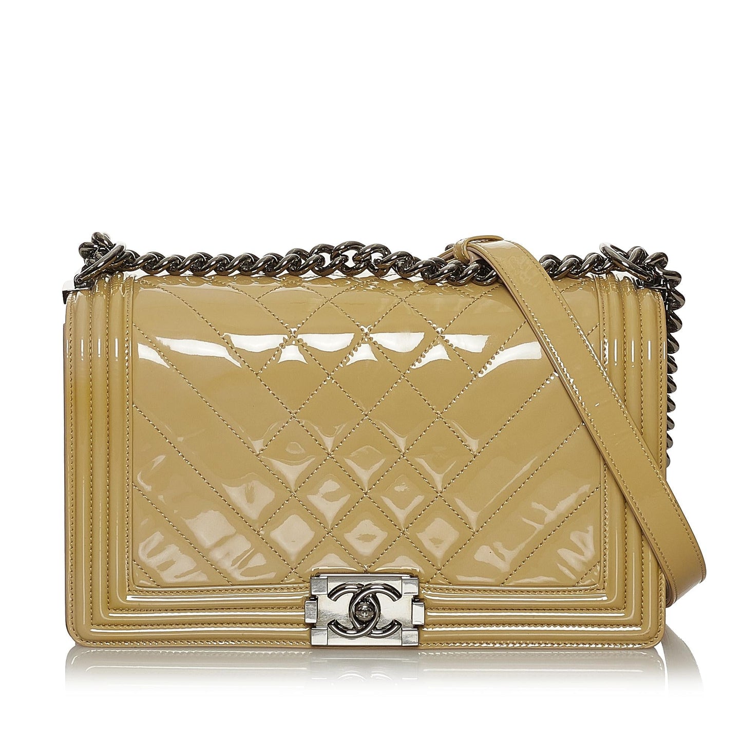 Chanel Large Boy Patent Leather Shoulder Bag (SHG-35838)