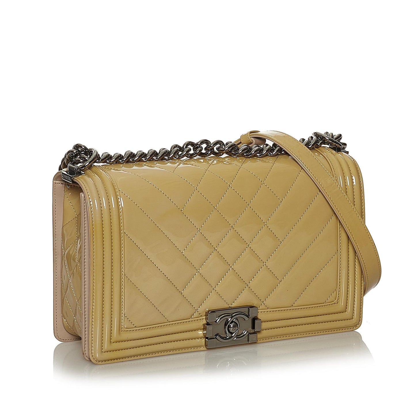 Chanel Large Boy Patent Leather Shoulder Bag (SHG-35838)