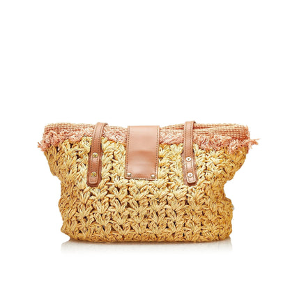 Chanel Mademoiselle Lock Straw Tote (SHG-35794)