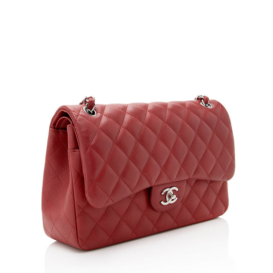 Chanel Matte Caviar Lambskin Jumbo Double Flap Bag (SHF-18309)