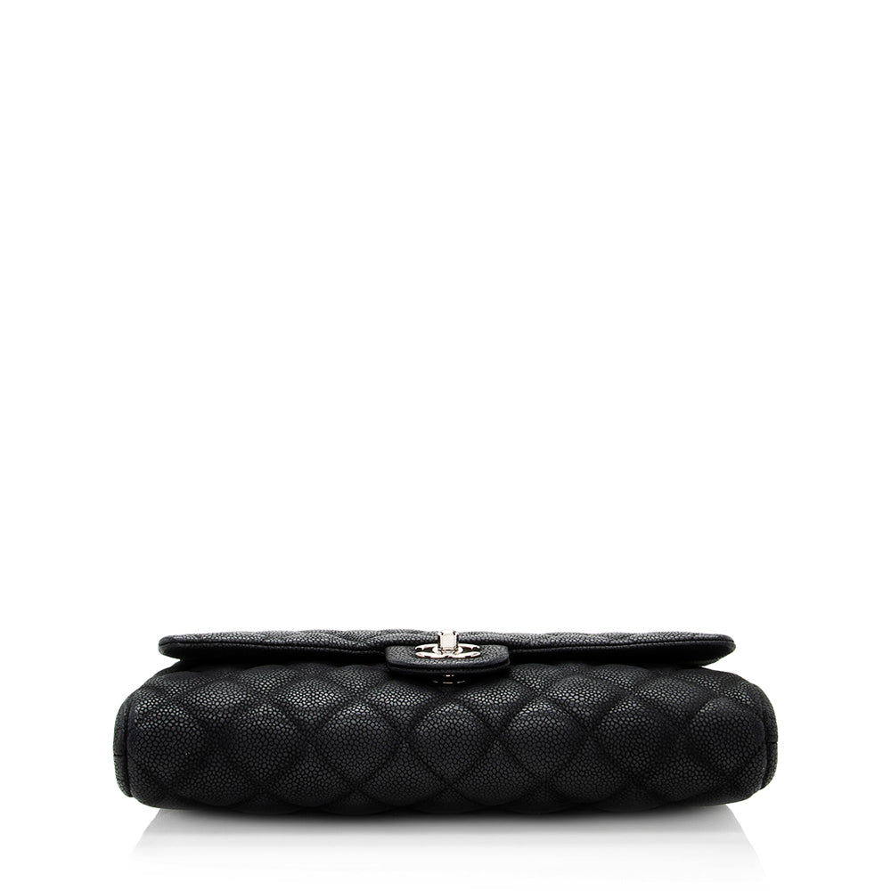 Chanel Matte Caviar Leather Chain Flap Clutch Bag (SHF-19570)