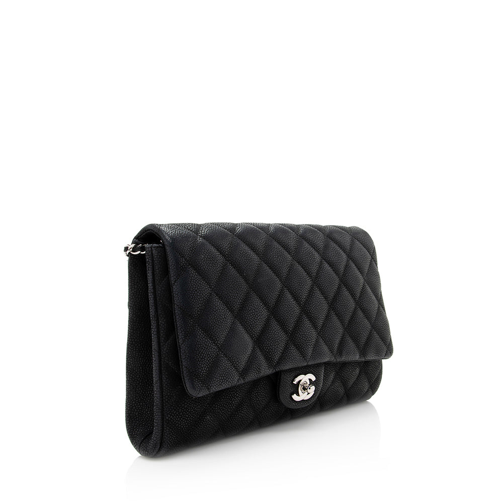 Chanel Matte Caviar Leather Chain Flap Clutch Bag (SHF-19570)