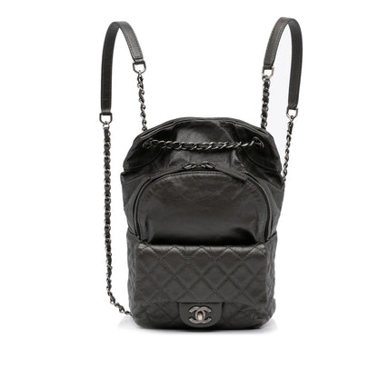 Chanel Medium CC Lambskin Drawstring Flap Backpack (SHG-rggGda)