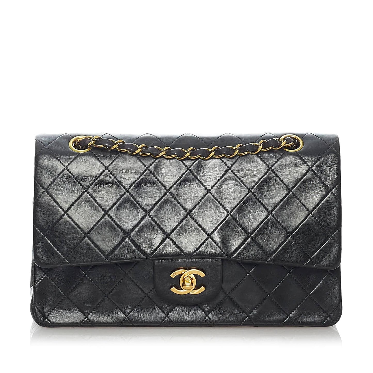 Chanel Medium Classic Lambskin Leather Double Flap Bag (SHG-35107)