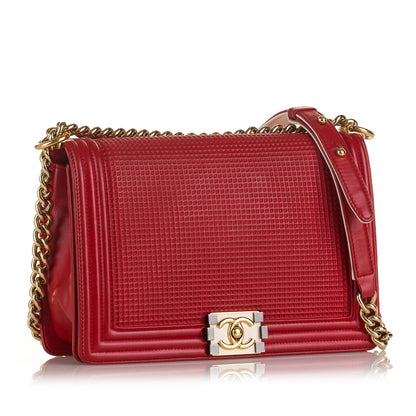 Chanel Medium Embossed Cube Boy Flap (SHG-FAdspW)