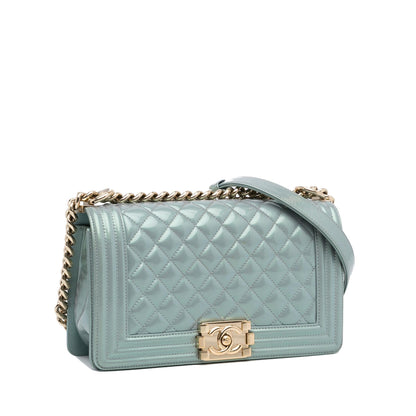 Chanel Medium Iridescent Patent Boy Flap (SHG-lOCDFl)