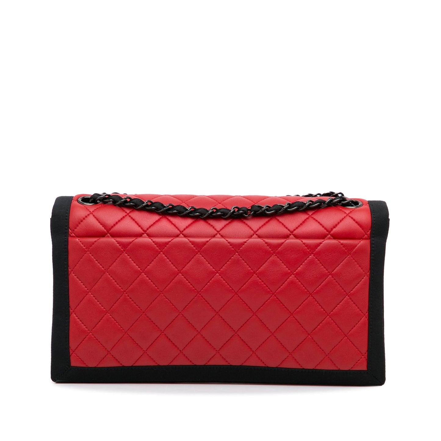 Chanel Medium Quilted Lambskin Grosgrain Two Tone Flap Bag (SHG-Il4DRA)