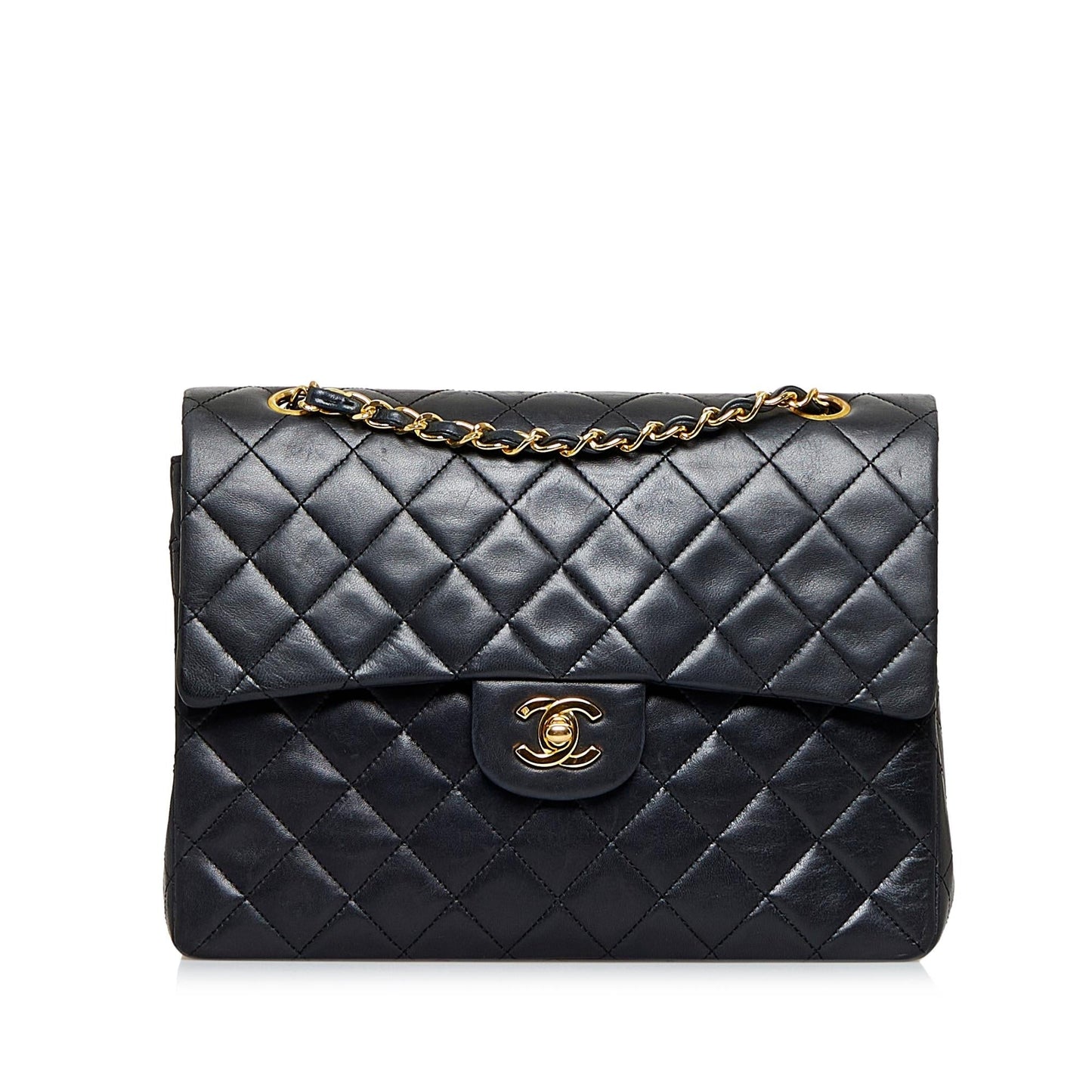 Chanel Medium Tall Classic Lambskin Double Flap (SHG-AwW71J)