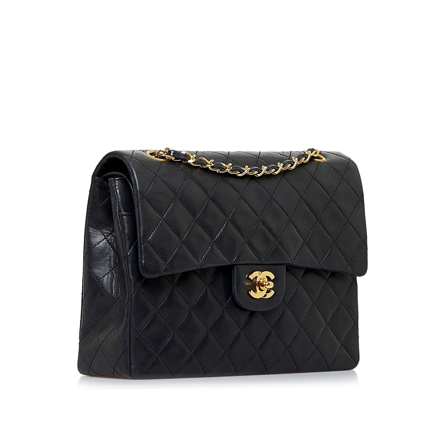 Chanel Medium Tall Classic Lambskin Double Flap (SHG-AwW71J)