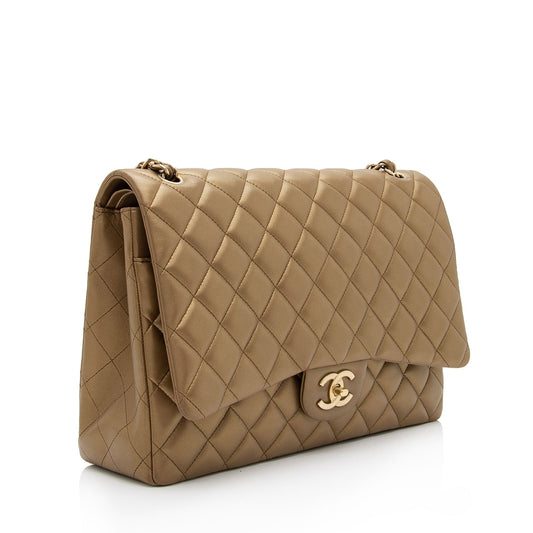 Chanel Metallic Lambskin Classic Maxi Double Flap Bag (SHF-kjT4fr)