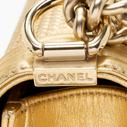 Chanel Metallic Lambskin Cube Medium Boy Bag (SHF-19472)